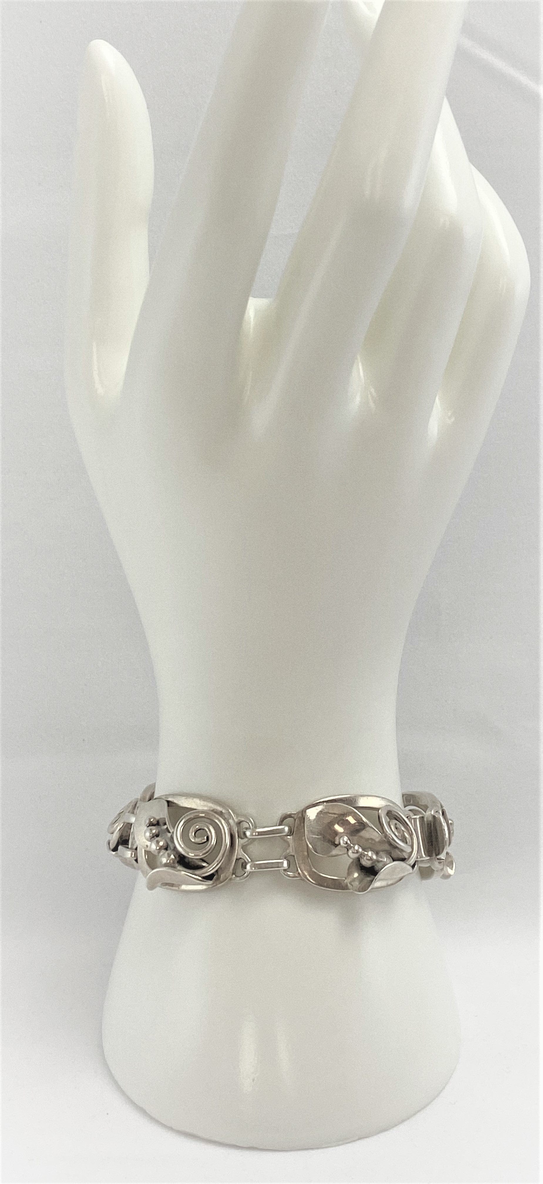 Georg Jensen Jewelry RARE LaPaglia Georg Jensen Sterling Opening Flower #230 Panel Bracelet 1940s