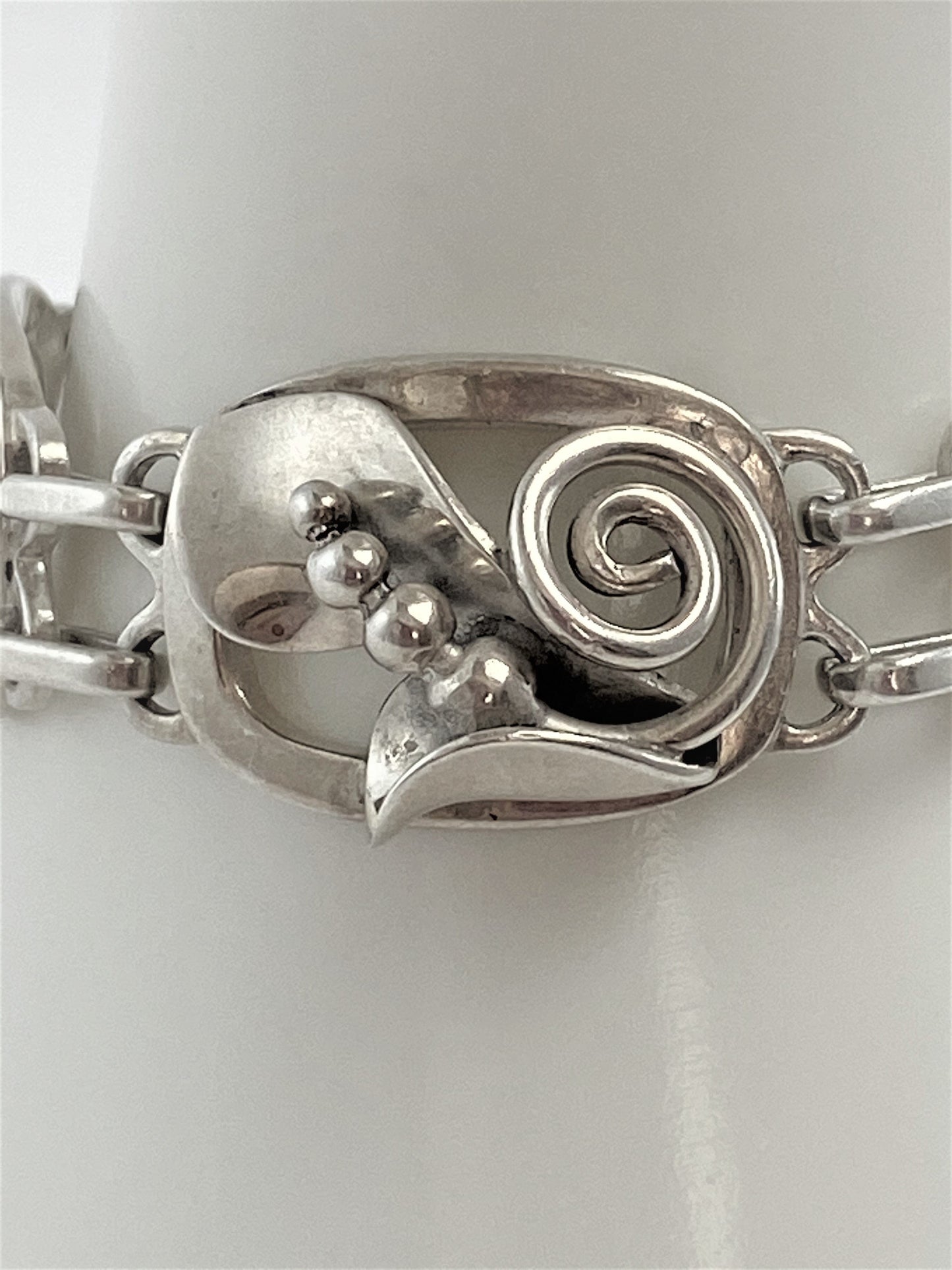 Georg Jensen Jewelry RARE LaPaglia Georg Jensen Sterling Opening Flower #230 Panel Bracelet 1940s