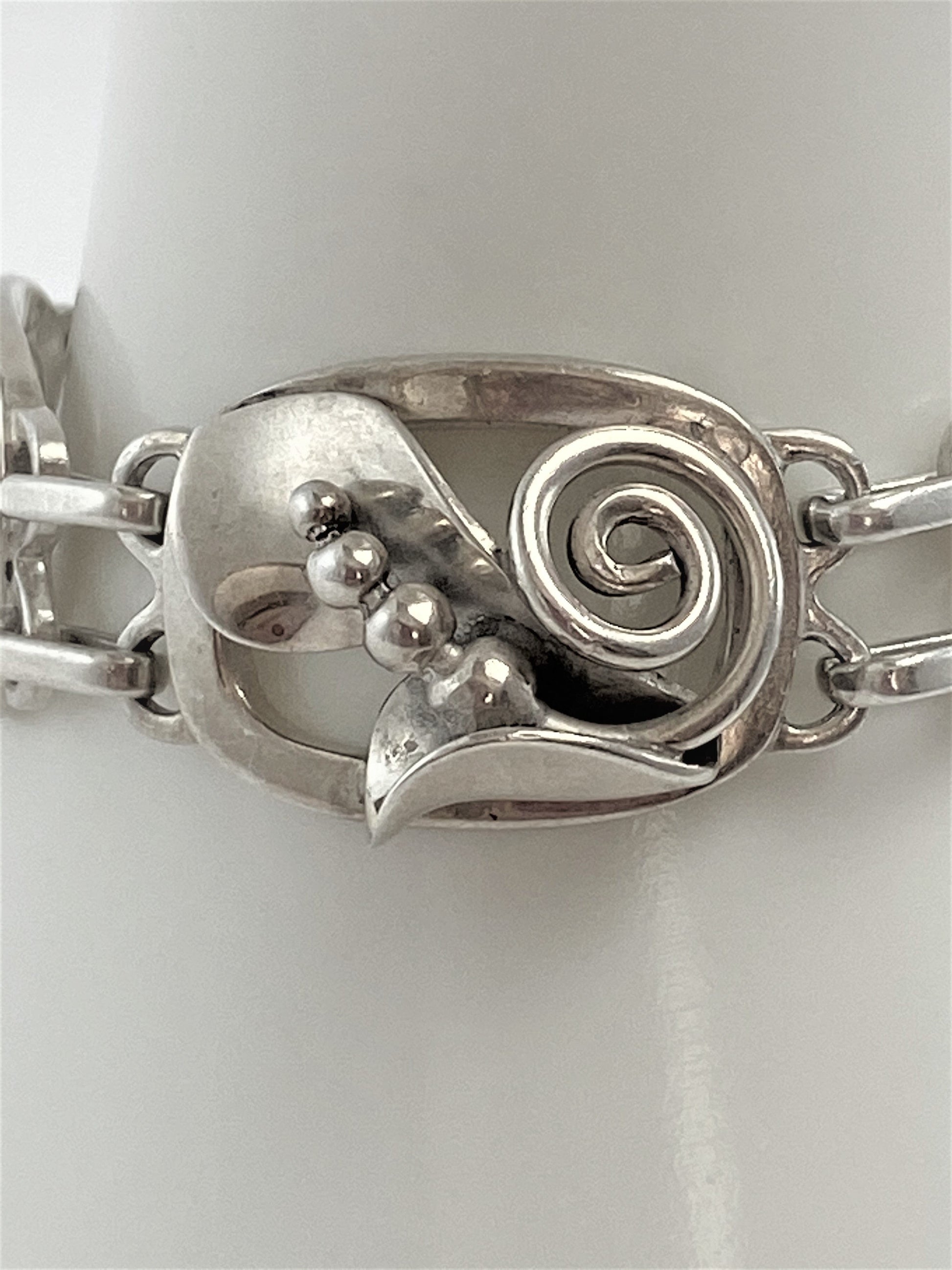 Georg Jensen Jewelry RARE LaPaglia Georg Jensen Sterling Opening Flower #230 Panel Bracelet 1940s