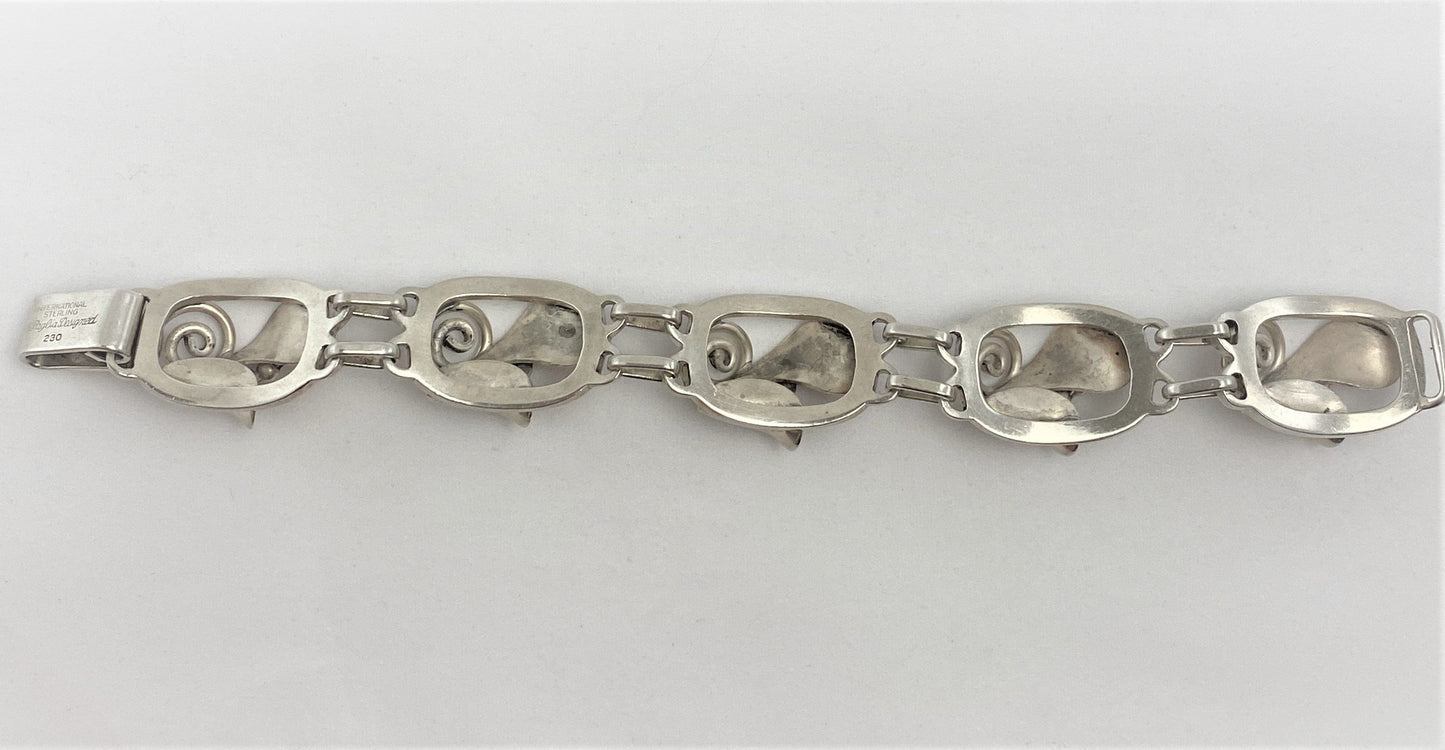 Georg Jensen Jewelry RARE LaPaglia Georg Jensen Sterling Opening Flower #230 Panel Bracelet 1940s