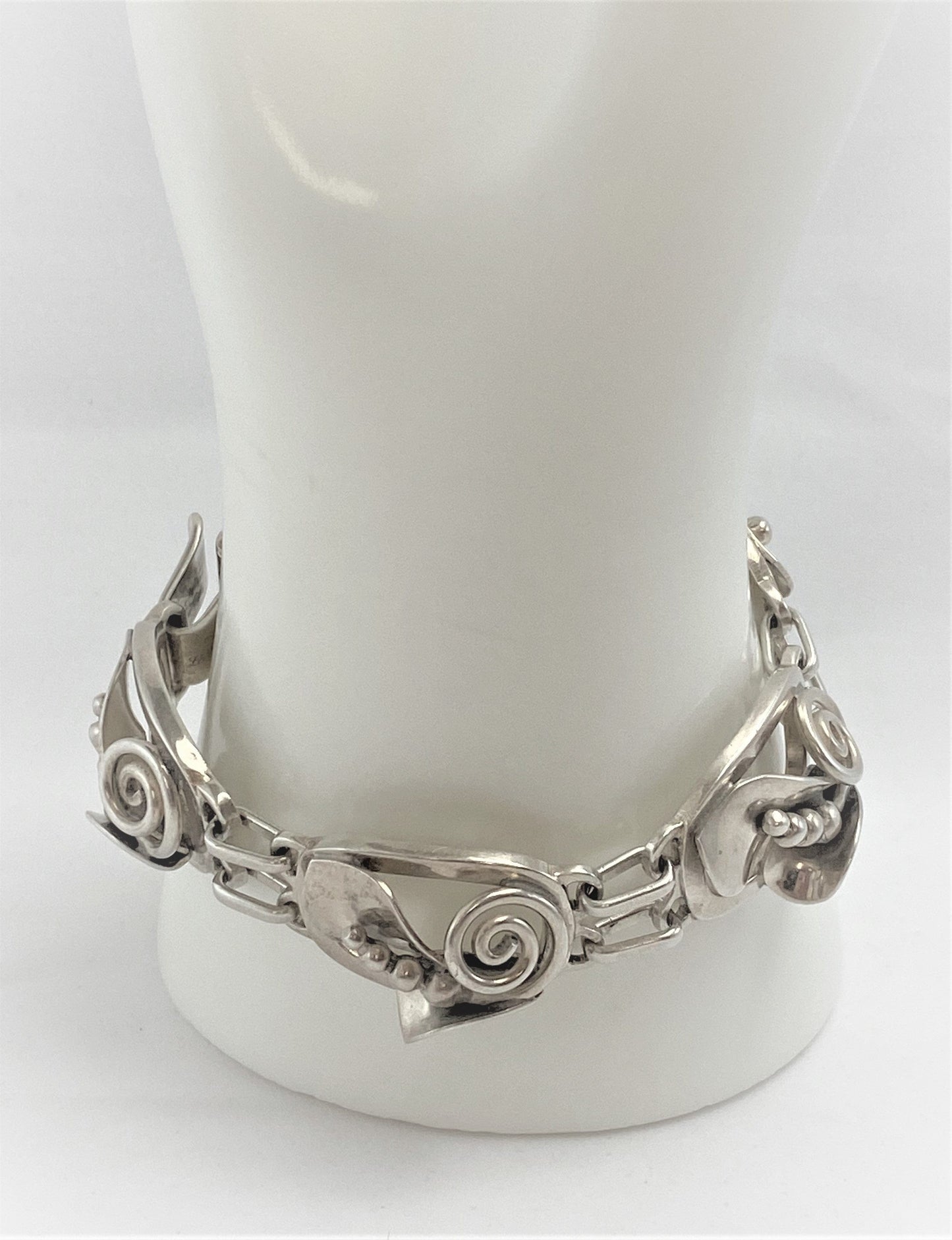 Georg Jensen Jewelry RARE LaPaglia Georg Jensen Sterling Opening Flower #230 Panel Bracelet 1940s