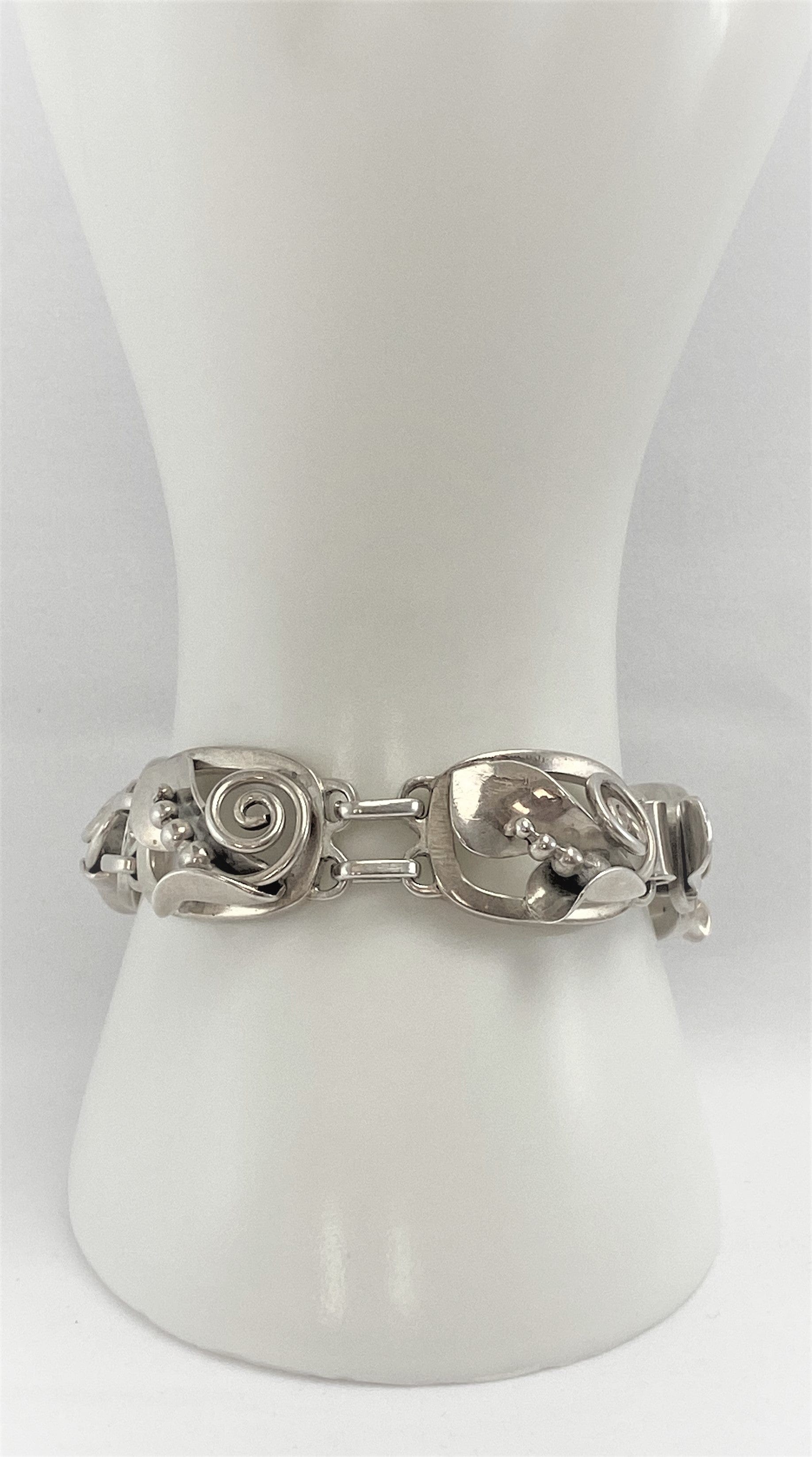 Georg Jensen Jewelry RARE LaPaglia Georg Jensen Sterling Opening Flower #230 Panel Bracelet 1940s