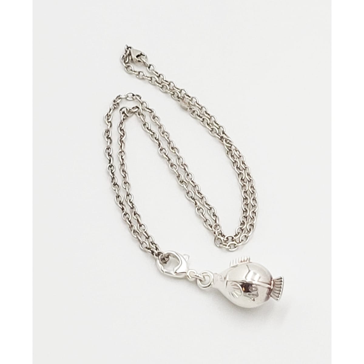 Georg Jensen Jewelry Retired Georg Jensen Denmark Sterling 3-D Puffer Fish Necklace IOB 
