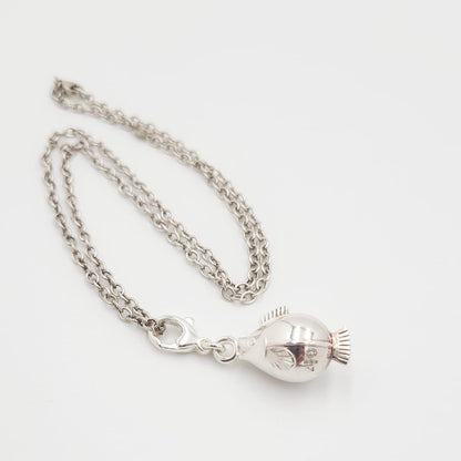 Georg Jensen Jewelry Retired Georg Jensen Denmark Sterling 3-D Puffer Fish Necklace IOB 