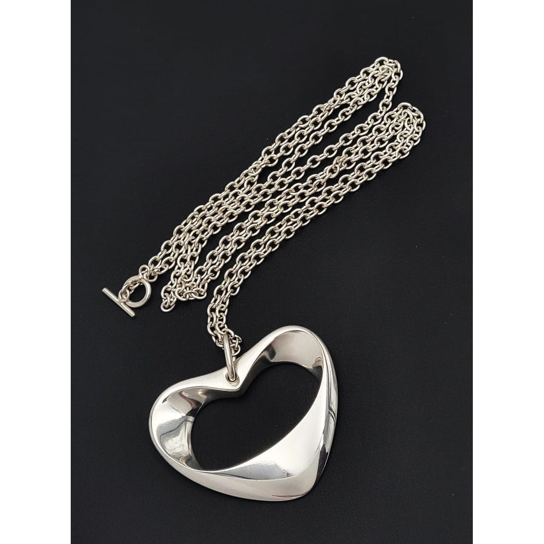 Georg Jensen Jewelry Retired Georg Jensen Denmark Sterling XL Modernist Heart Necklace 