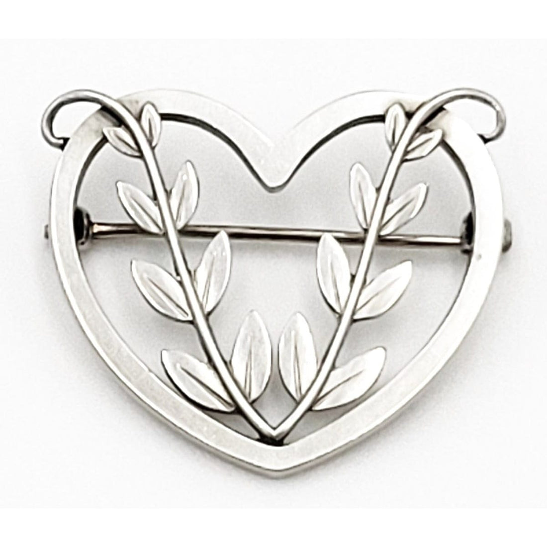 Georg Jensen Jewelry Vintage Designer Georg Jensen Denmark Heart Vines Sterling Brooch 