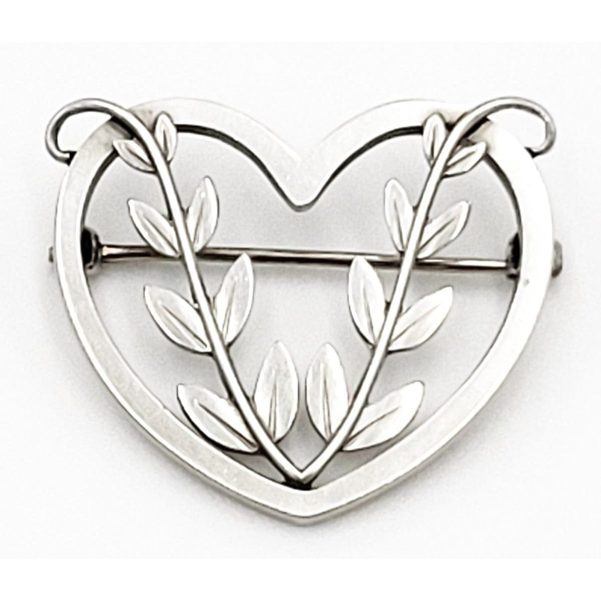 Georg Jensen Jewelry Vintage Designer Georg Jensen Denmark Heart Vines Sterling Brooch 