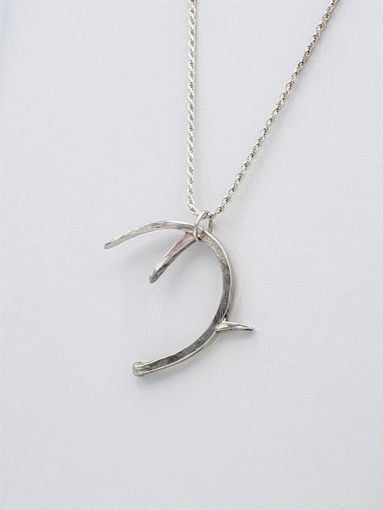Gerald Mitchell Navajo Jewelry Vintage Sterling Gerald Mitchell NAVAJO Modernist Deer Antler Pendant Necklace