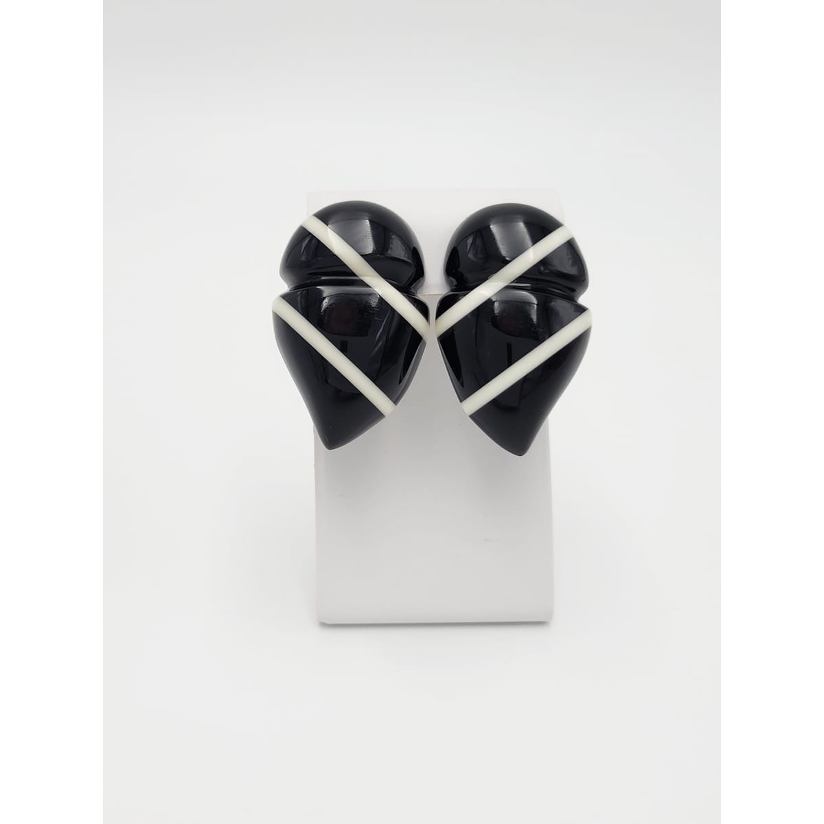 Gerda Lynggaard Monies Jewelry Large Gerda Lynggaard MONIES Denmark Black White Lucite Earrings 1980s