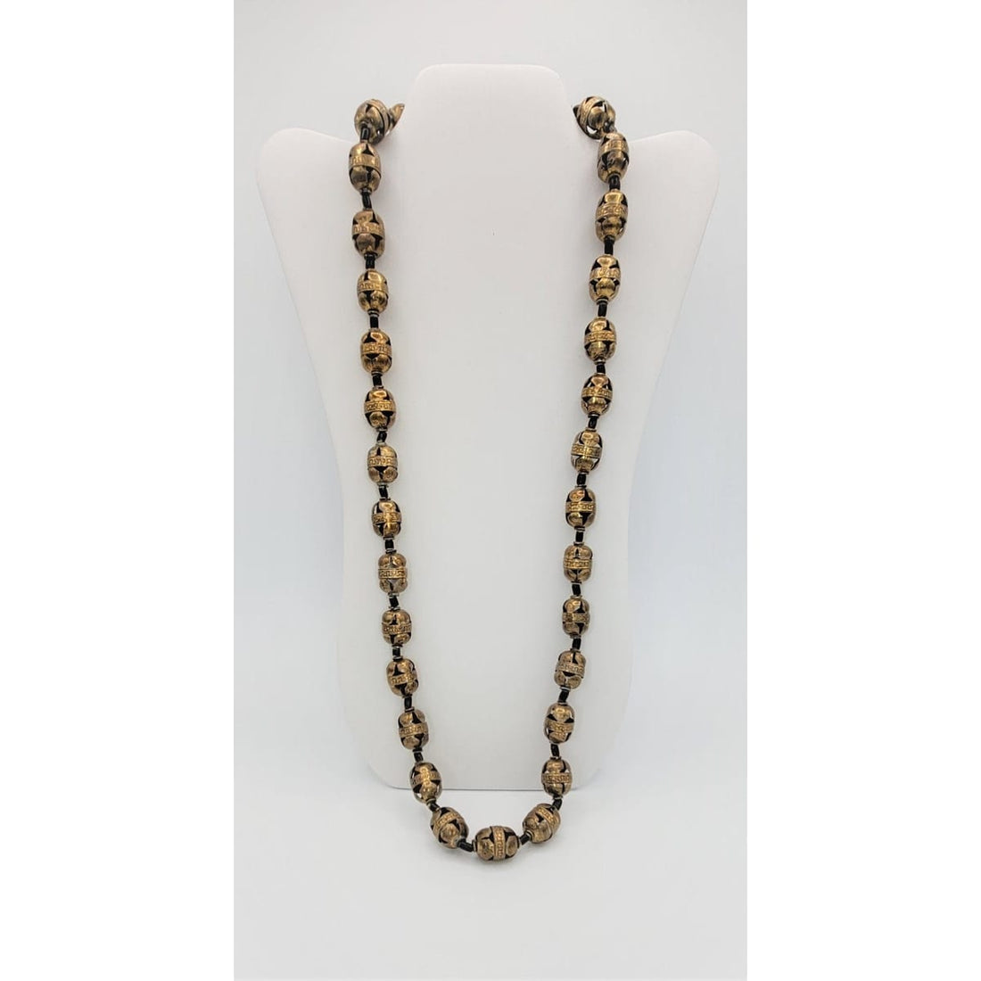 Gerda Lynggaard Monies Jewelry VNTG Gerda Lynggaard MONIES Denmark Ornate Brass &amp; Ebony Wood Necklace 1980s
