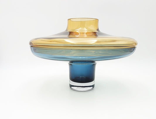 Global Views Home Decor Designer Global Views Large 2 Piece Blown Glass Amber Over Cobalt Vase 2018