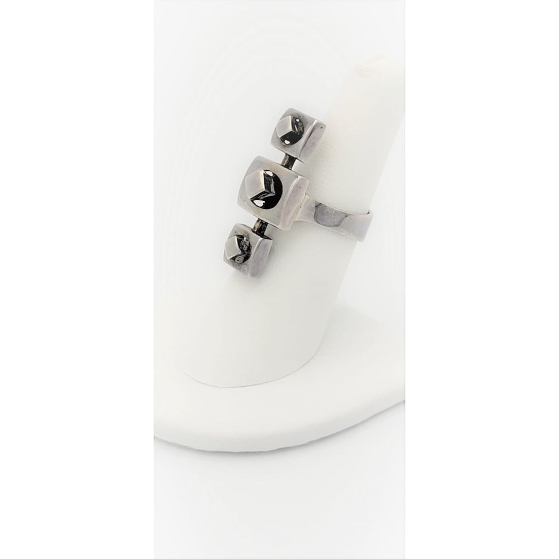 H75 Jewelry VTG Designer Sterling 3-D Abstract Modernist Geometrical Cocktail Ring - Signed