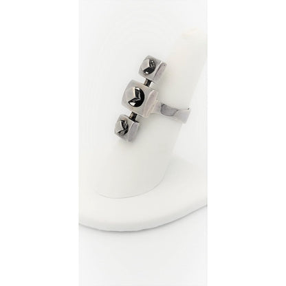 H75 Jewelry VTG Designer Sterling 3-D Abstract Modernist Geometrical Cocktail Ring - Signed