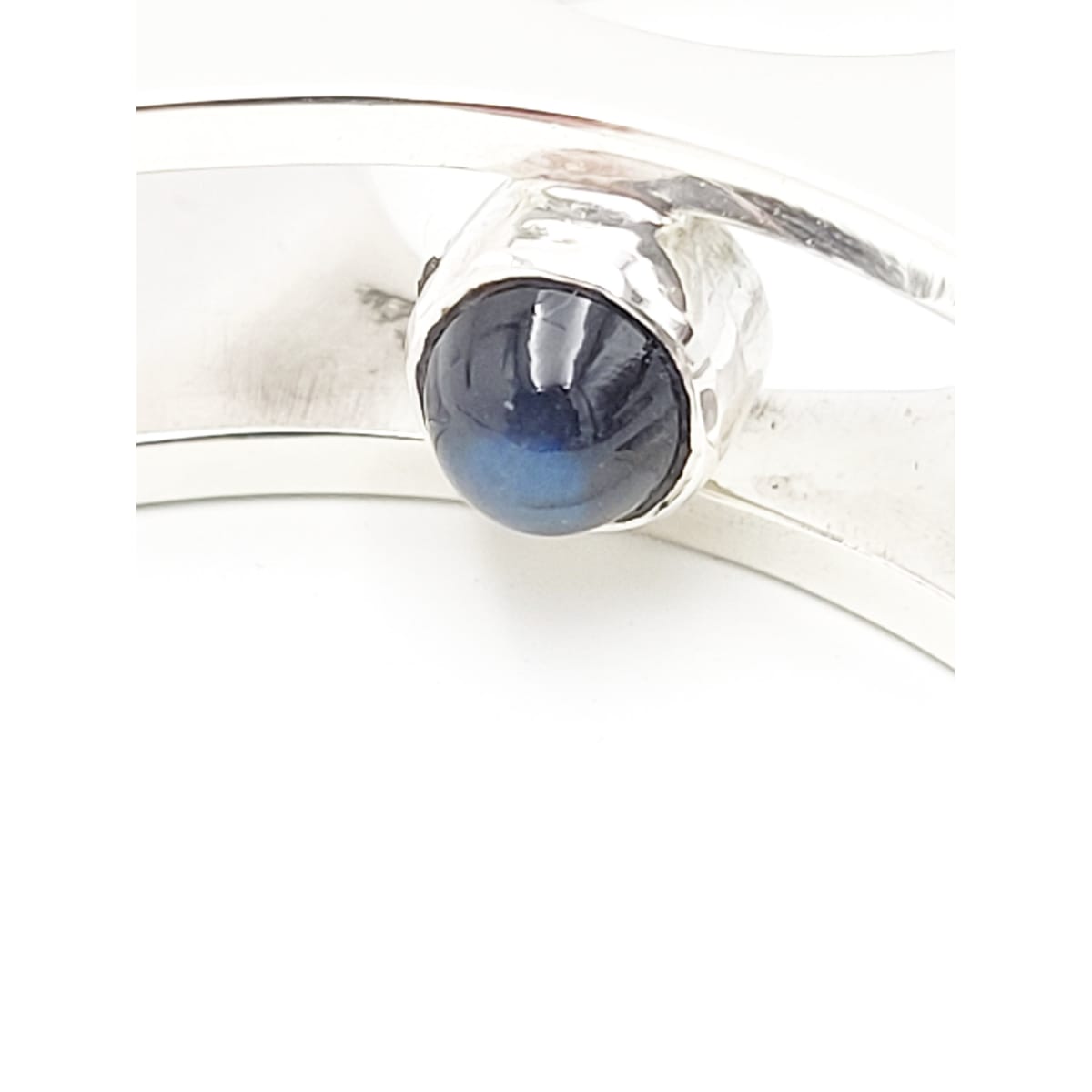 Hannelore Gabriel Jewelry H Gabriel Sterling &amp; Labradorite Modernist Split Level Cocktail Ring Circa 1980s