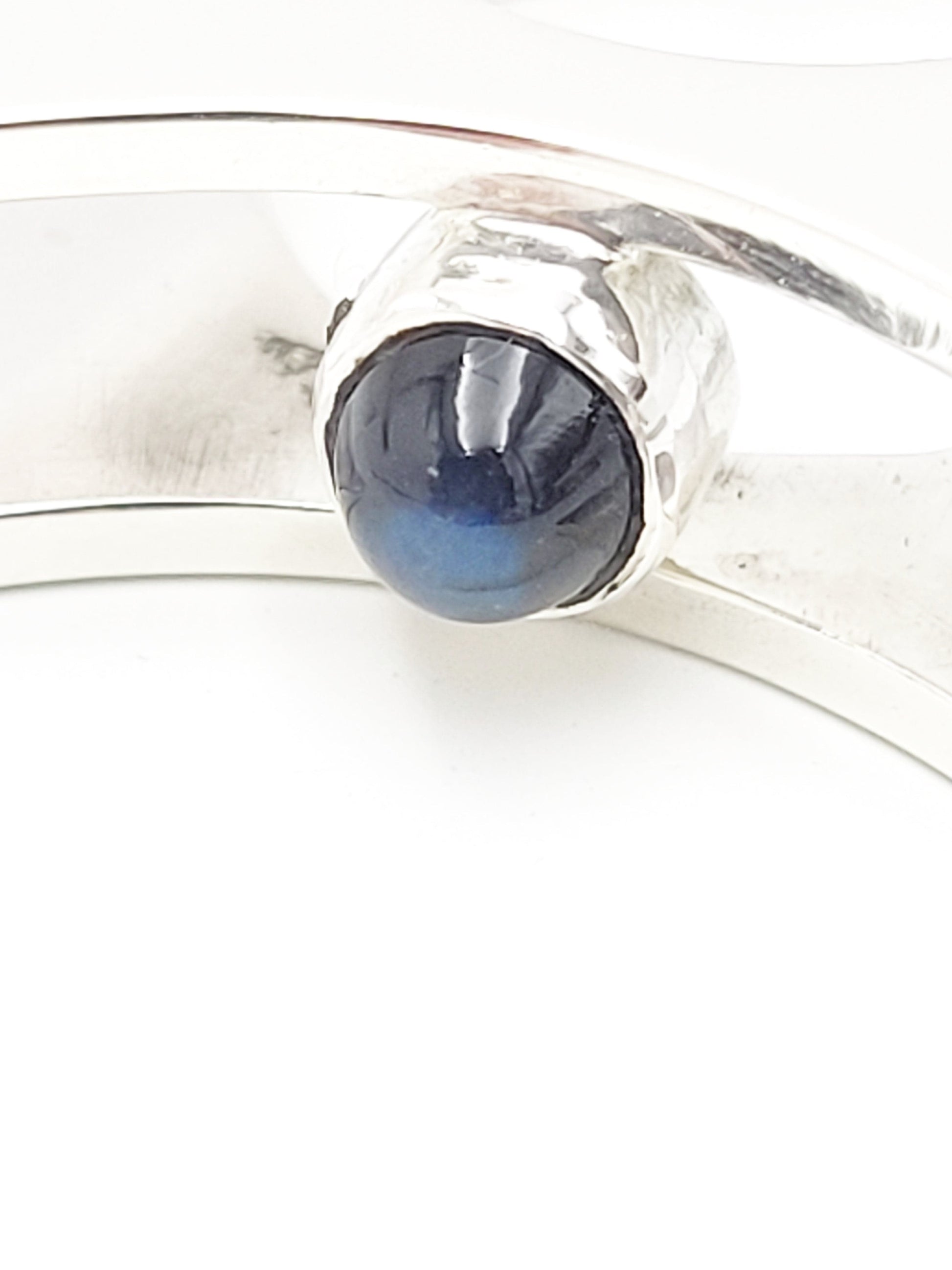 Hannelore Gabriel Jewelry H Gabriel Sterling & Labradorite Modernist Split Level Cocktail Ring Circa 1980s