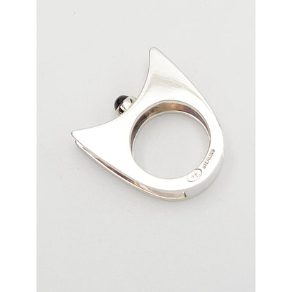 Hannelore Gabriel Jewelry H Gabriel Sterling &amp; Labradorite Modernist Split Level Cocktail Ring Circa 1980s