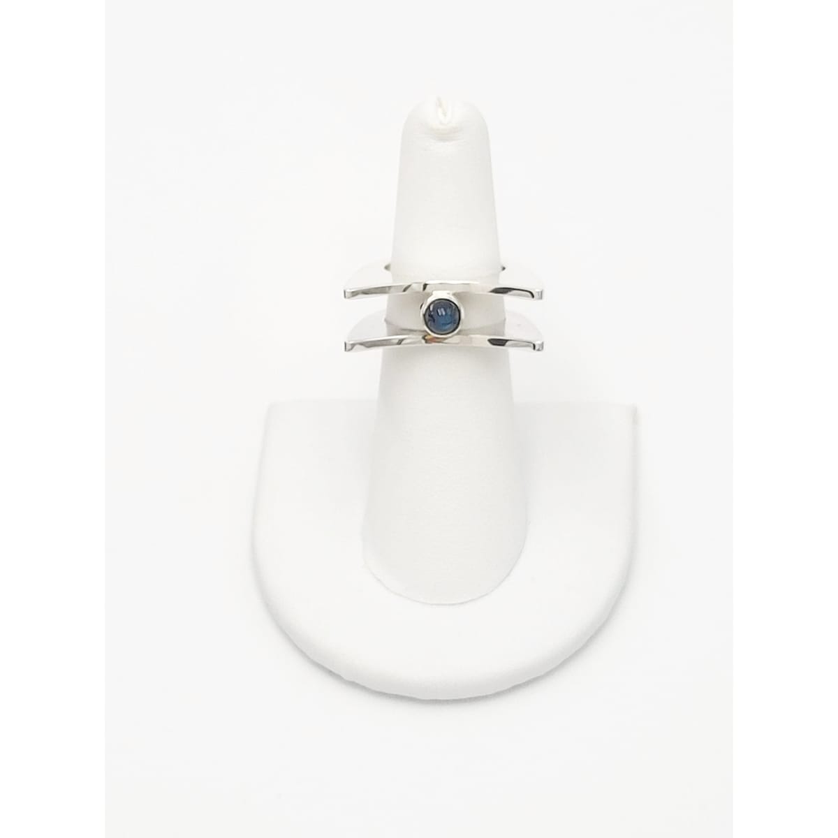 Hannelore Gabriel Jewelry H Gabriel Sterling &amp; Labradorite Modernist Split Level Cocktail Ring Circa 1980s