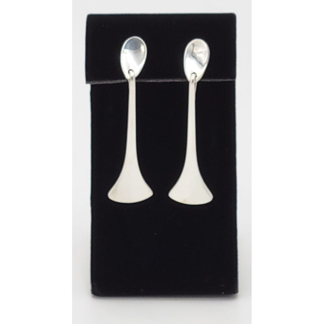 Hans Hansen Jewelry Danish Designer Hans Hansen Sterling Modernist Long Dangle Earrings 1930-40&