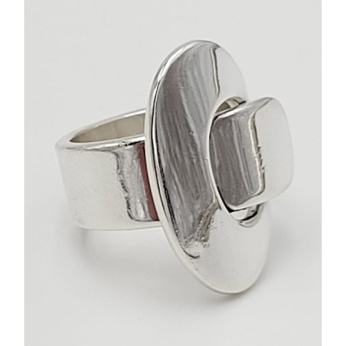 Hans Hansen Jewelry RARE Danish Hans Hansen Large Sterling Modernist Wrap Buckle Cocktail Ring 1940&