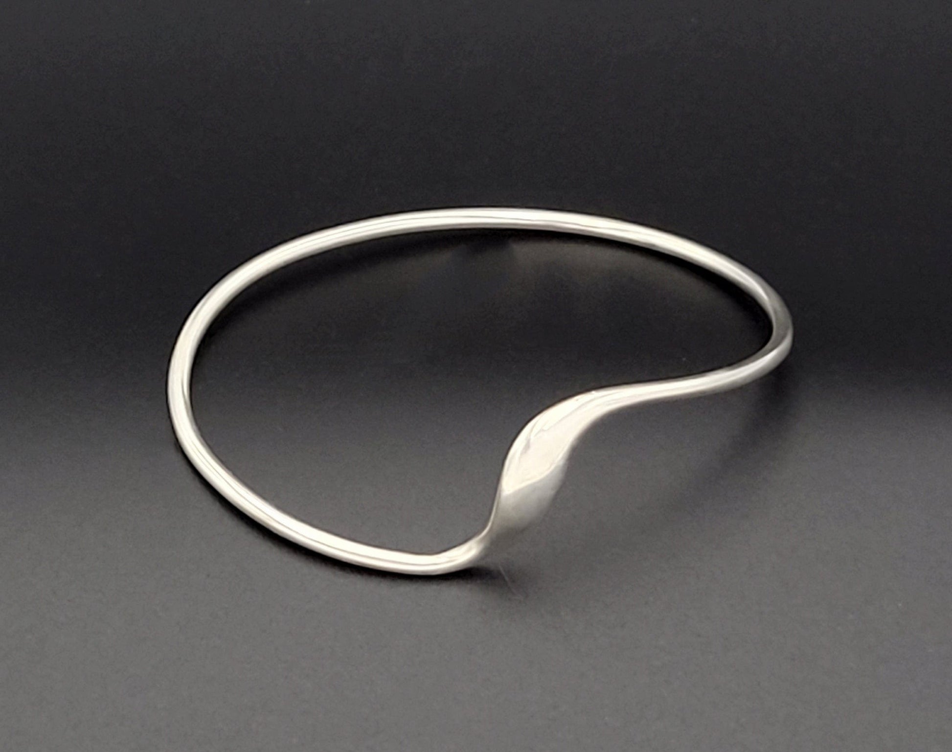 Hans Hansen Jewelry Rare Hans Hansen Danish Modernist Sterling Silver #1 Bangle Bracelet 1940/50s