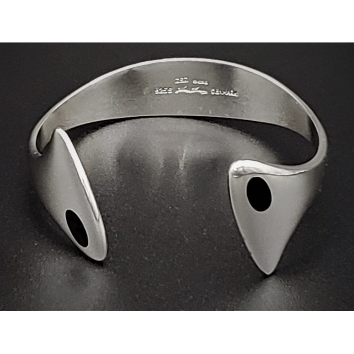 Hans Hansen Jewelry Sterling Black Enamel Hans Hansen Denmark Danish Modernist Cuff Bangle 1972