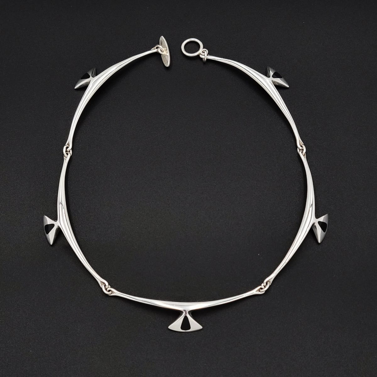 Hans Hansen Jewelry Very RARE Hans Hansen Denmark Modernist Sterling Enamel Necklace 1960s