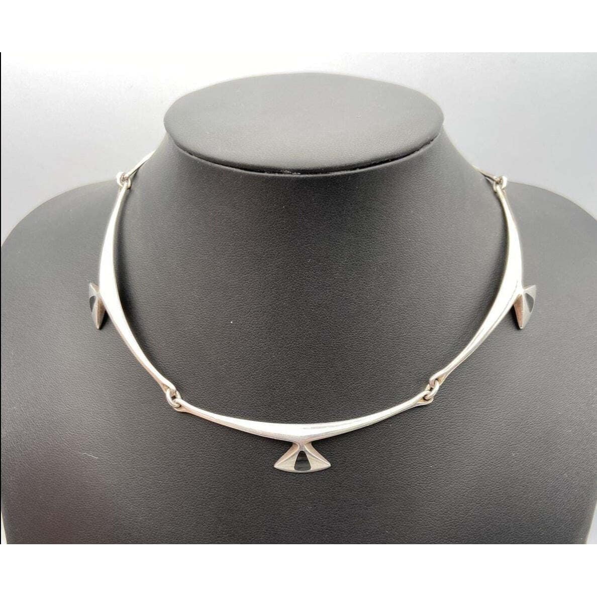 Hans Hansen Jewelry Very RARE Hans Hansen Denmark Modernist Sterling Enamel Necklace 1960s