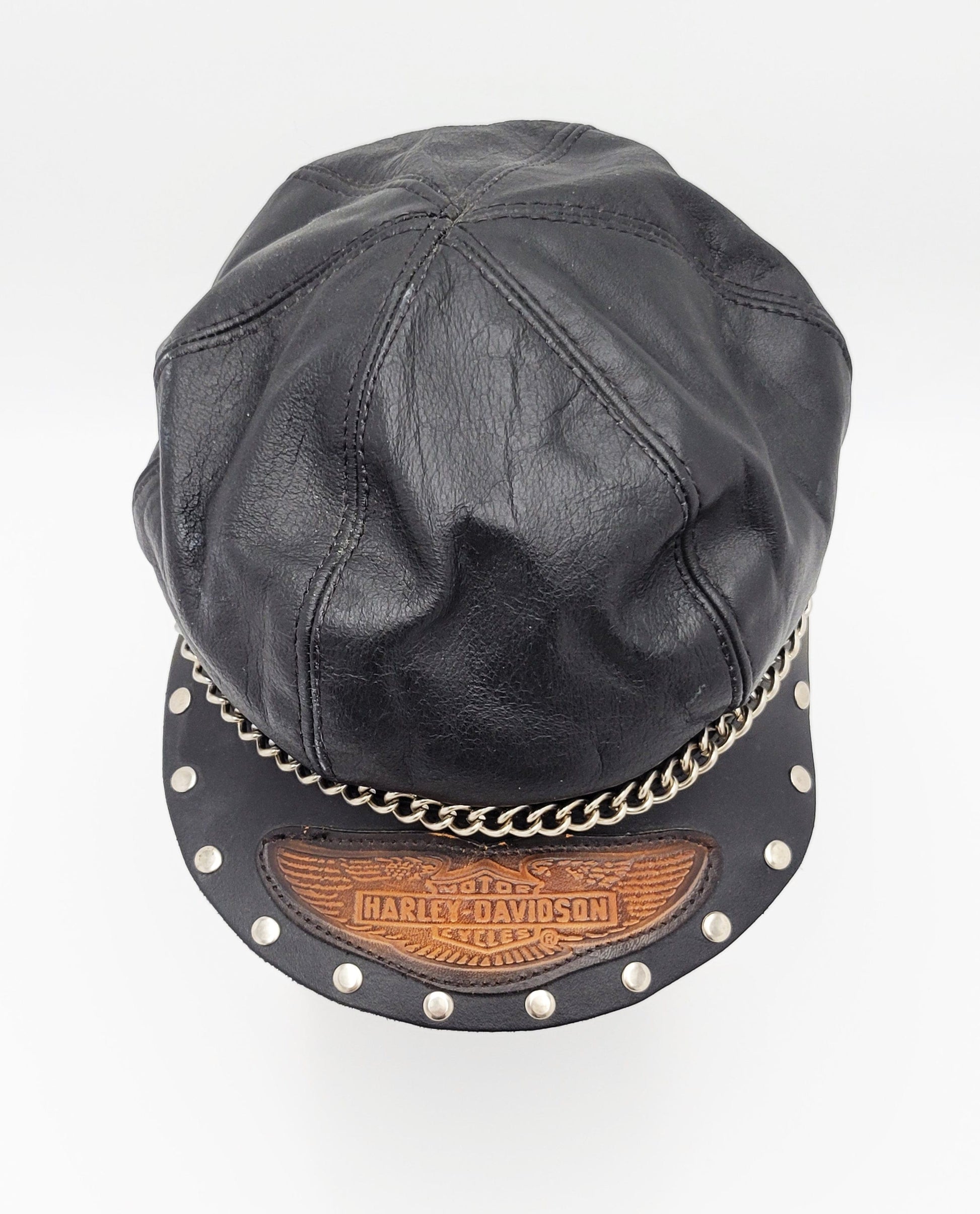 Harley Davidson Hats Original Harley Davidson All Leather Captain's Hat Military Cap Circa 1970's