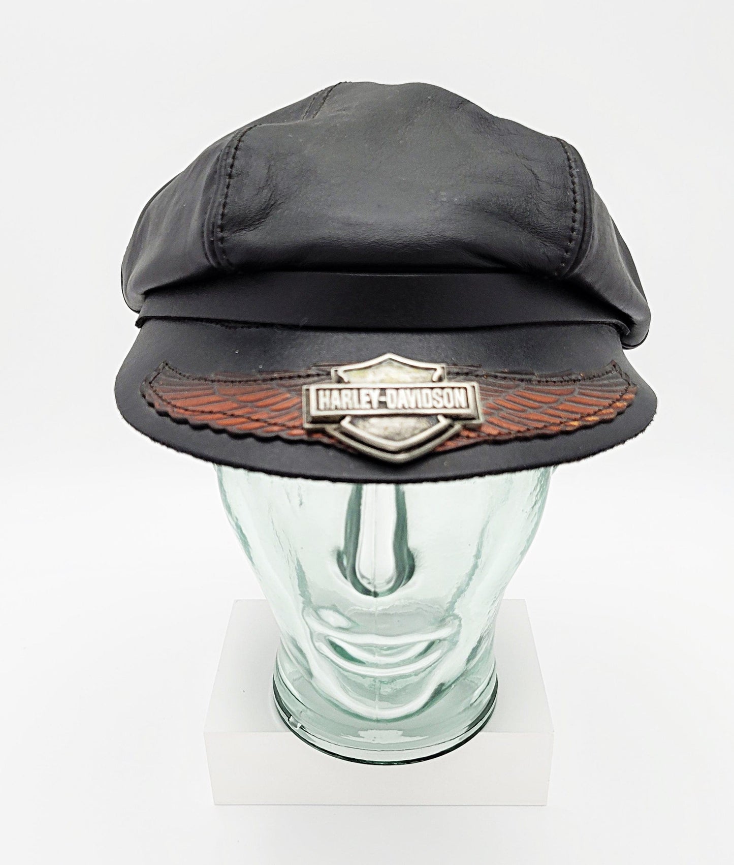 Harley Davidson Hats Original Harley Davidson Genuine Leather Captain Hat - Military Cap C. 1980s