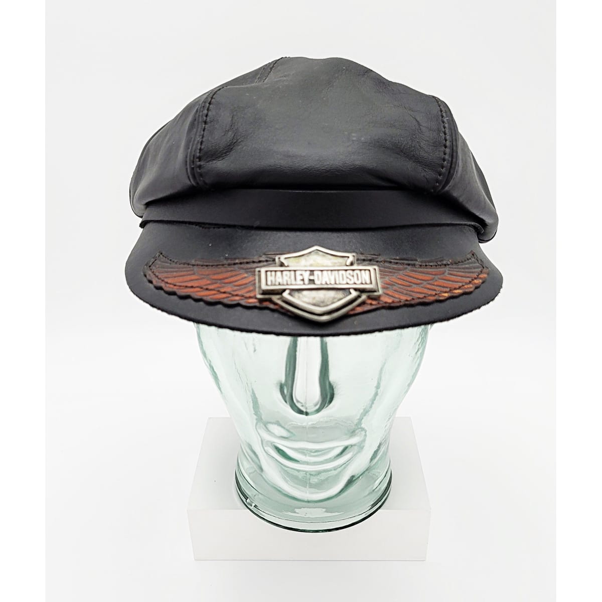 Harley Davidson Hats Original Harley Davidson Genuine Leather Captain Hat - Military Cap C. 1980s
