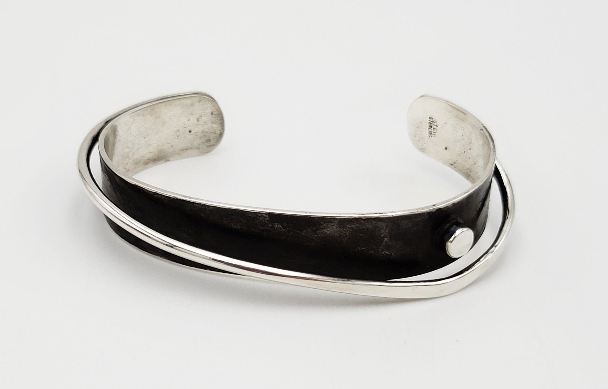 Henry Steig Jewelry Rare Designer Henry Steig Sterling Abstract Modernist 3-D Cuff Bracelet 1950s