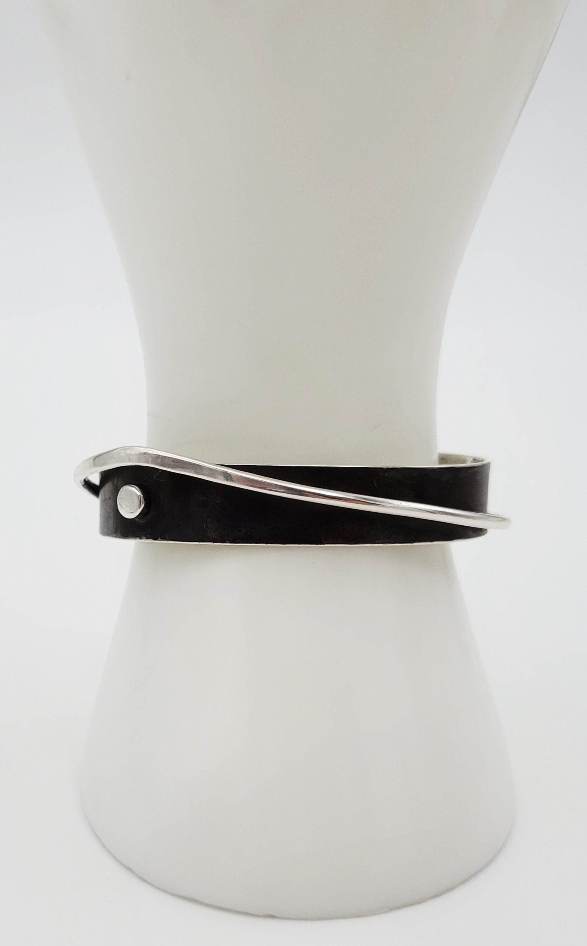 Henry Steig Jewelry Rare Designer Henry Steig Sterling Abstract Modernist 3-D Cuff Bracelet 1950s