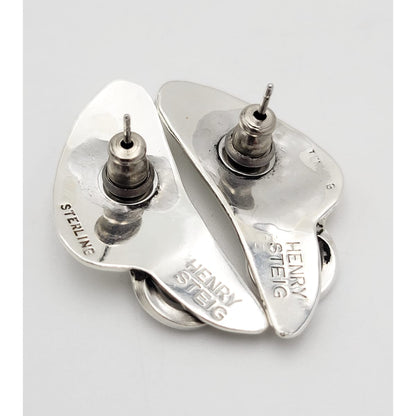 Henry Steig Jewelry Superb Henry Steig Sterling Abstract Modernist Rare Pierced Earrings 1950s