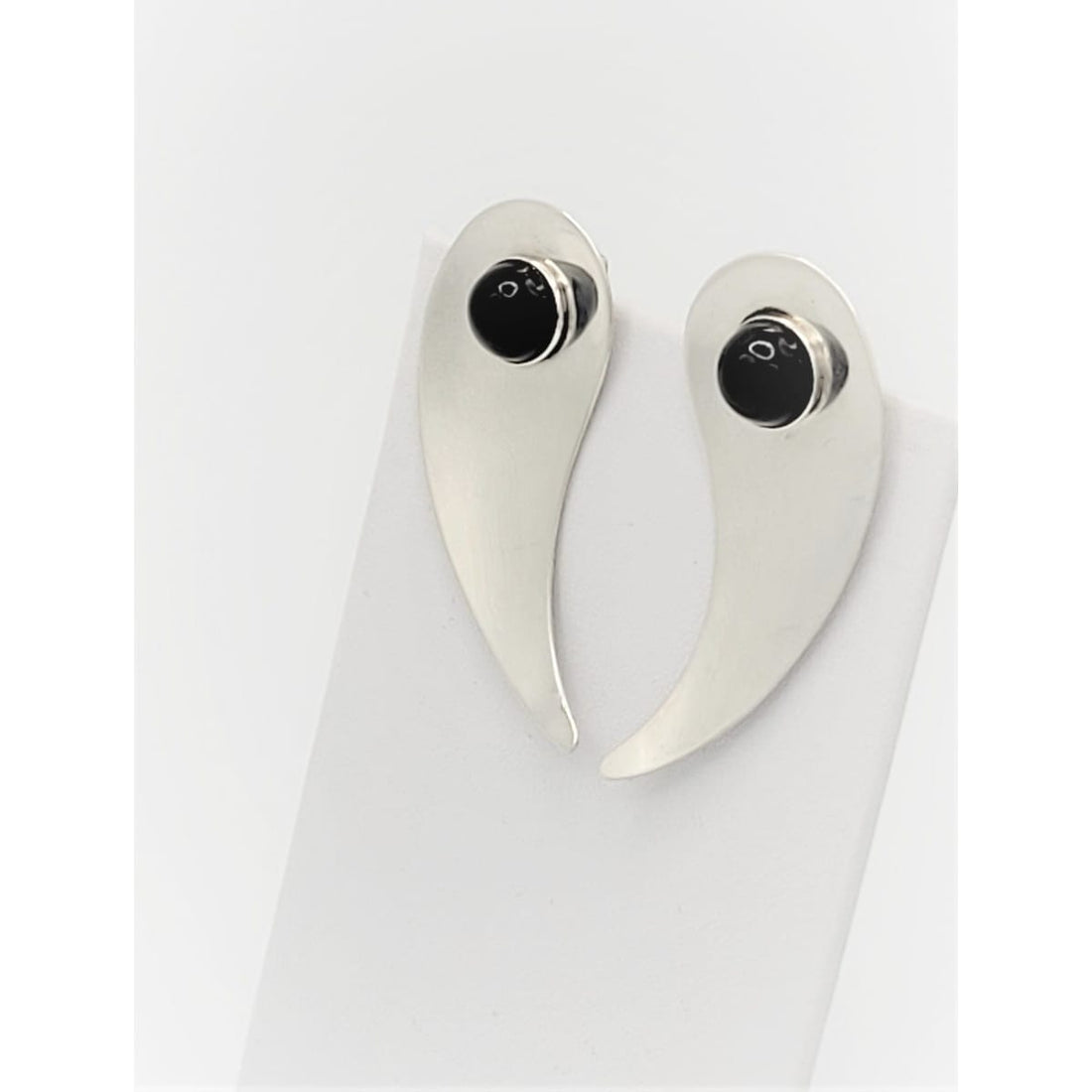 Hermann Siersbol Jewelry Designer Hermann Siersbol Denmark Modernist Sterling &amp; Onyx Earrings 50/60s