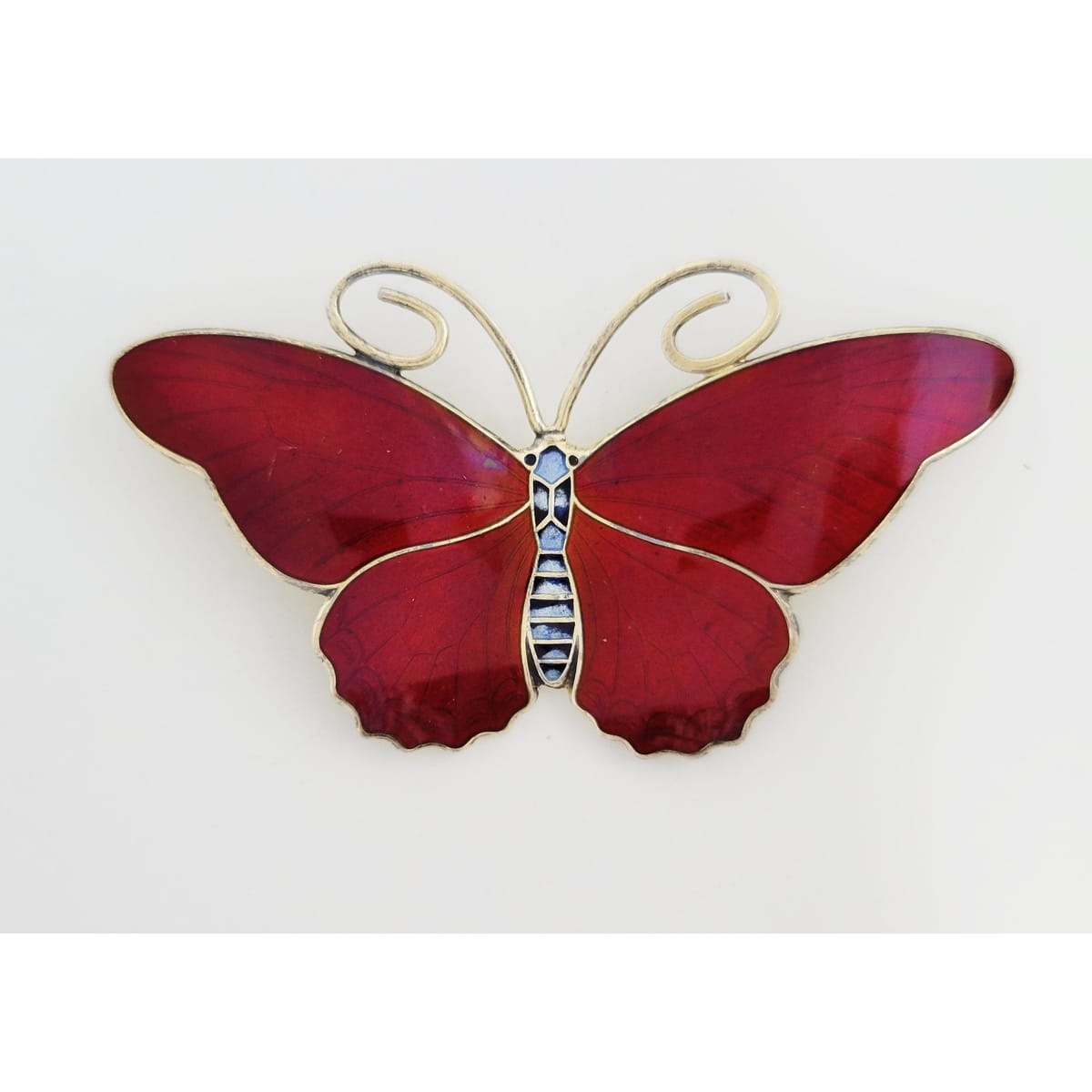 Hestenes Jewelry VERY RARE Hestenes Norway Sterling &amp; Enamel HUGE Butterfly Brooch 1930s