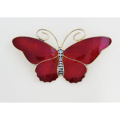 Hestenes Jewelry VERY RARE Hestenes Norway Sterling &amp; Enamel HUGE Butterfly Brooch 1930s