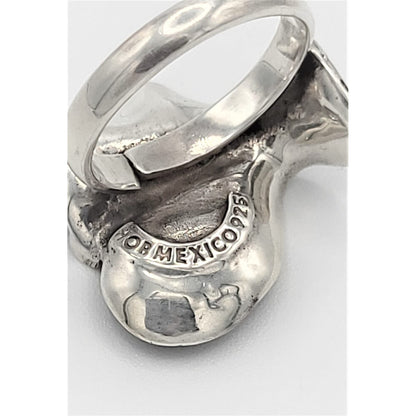 HOB Jewelry Designer HOB Mexico New York Abstract Mod Flower Sterling Cocktail Ring 1980s