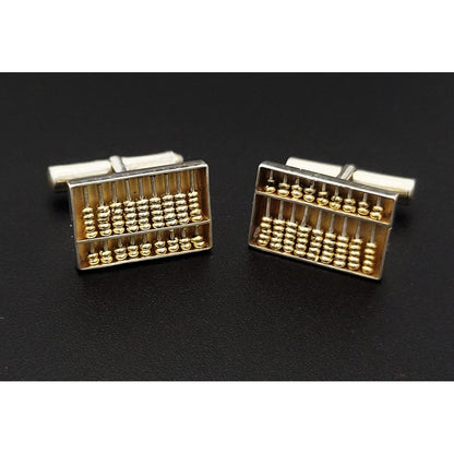 Hong Kong Sterling Jewelry Vintage Sterling Silver Abacus Cufflinks Circa 1960s