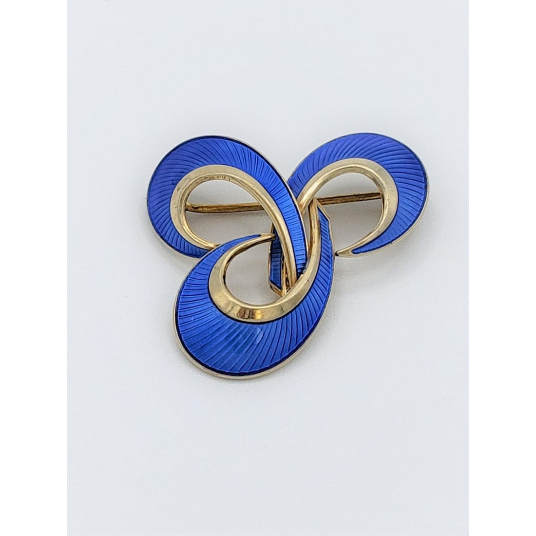 Hroar Prydz Jewelry Hroar Prydz Norway Designer Blue Guilloche Enamel Modernist Brooch 1940s
