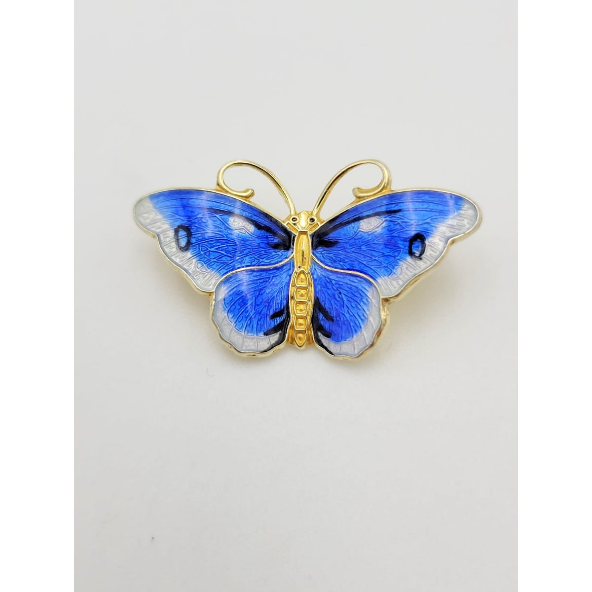 Hroar Prydz Jewelry Norwegian Designer Hroar Prydz Sterling &amp; Blue Enamel Butterfly Brooch 20s/30s