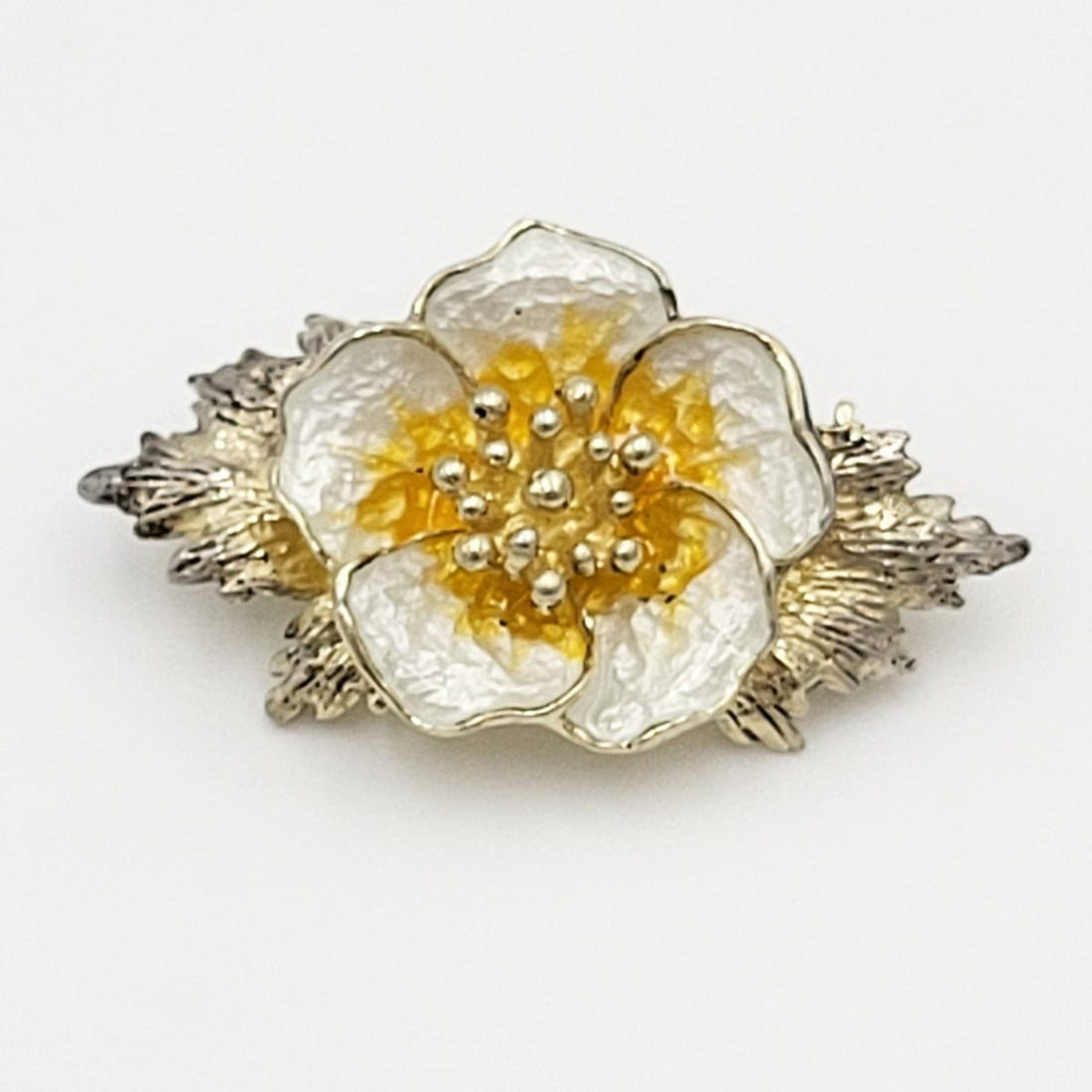 Hroar Prydz Jewelry Norwegian Designer Hroar PRYDZ Sterling Enamel 3-D Flower Brooch Circa 1930s