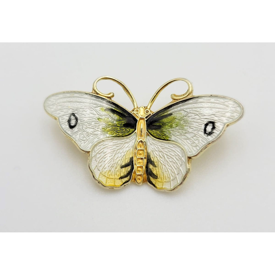 Hroar Prydz Jewelry Norwegian Designer Hroar Prydz Sterling &amp; Enamel Butterfly Brooch 20s/30s