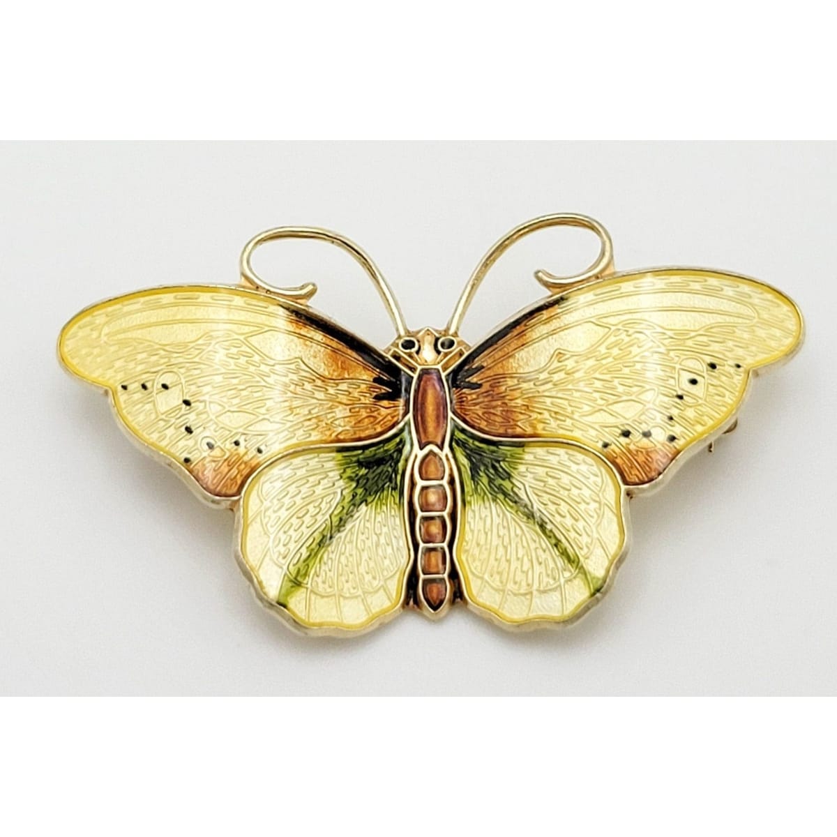 Hroar Prydz Jewelry Norwegian Designer Hroar Prydz Sterling Enamel Butterfly HUGE Brooch 20s/30s