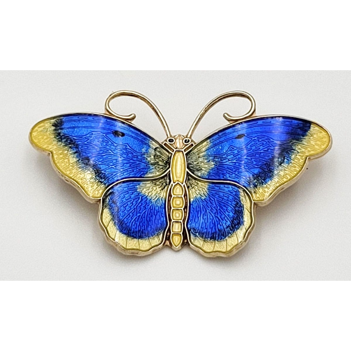 Hroar Prydz Jewelry Norwegian Designer Hroar Prydz Sterling Enamel Butterfly HUGE Brooch 20s/30s