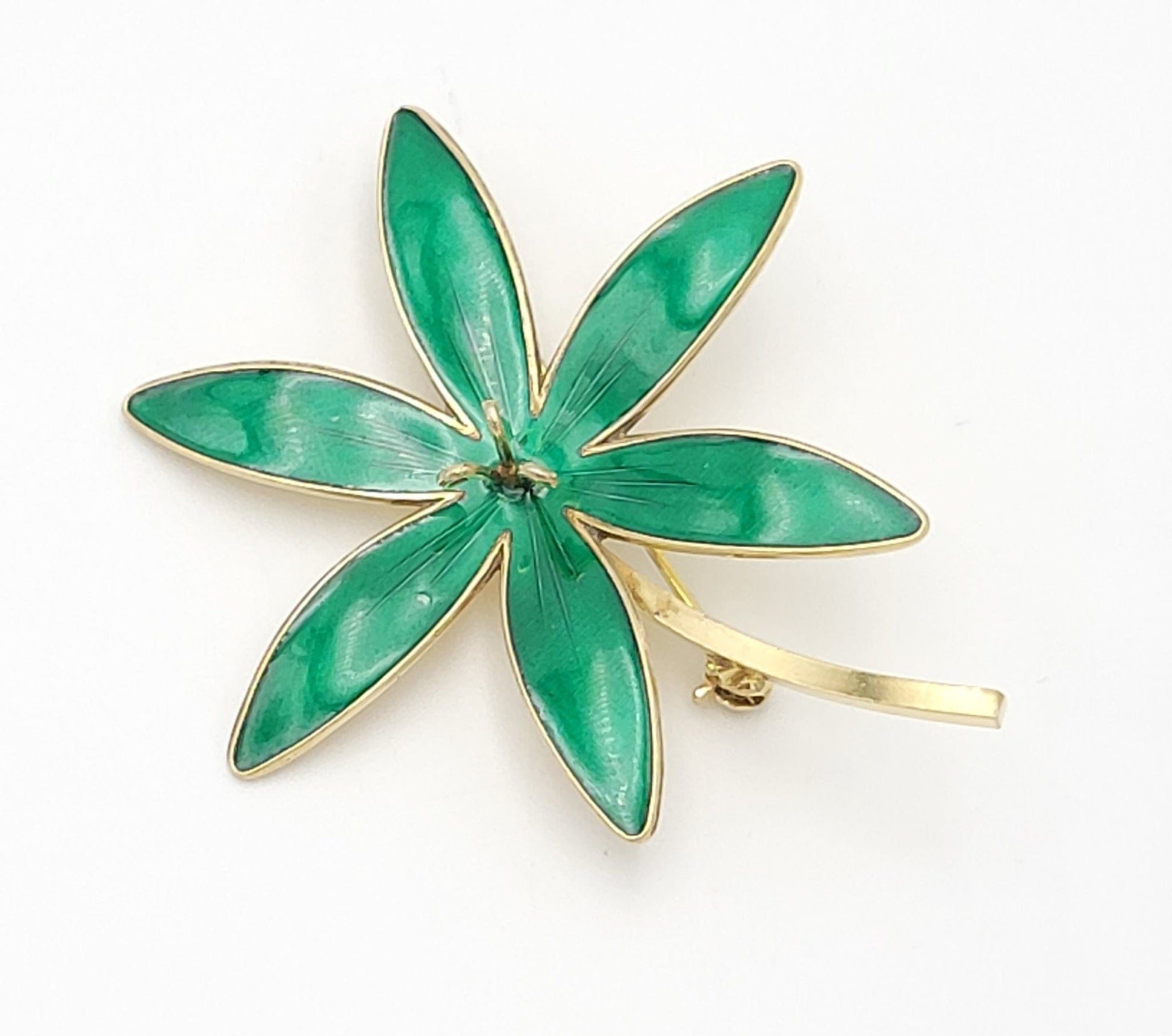 Hroar Prydz Jewelry Norwegian Designer Hroar Prydz Sterling & Enamel Large Flower Brooch 20s/30s