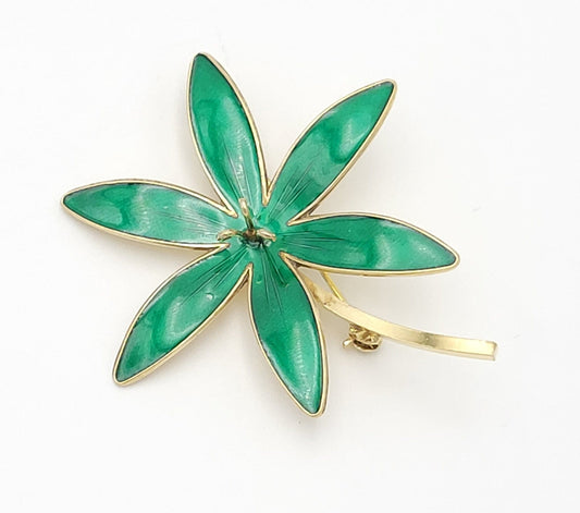 Hroar Prydz Jewelry Norwegian Designer Hroar Prydz Sterling & Enamel Large Flower Brooch 20s/30s