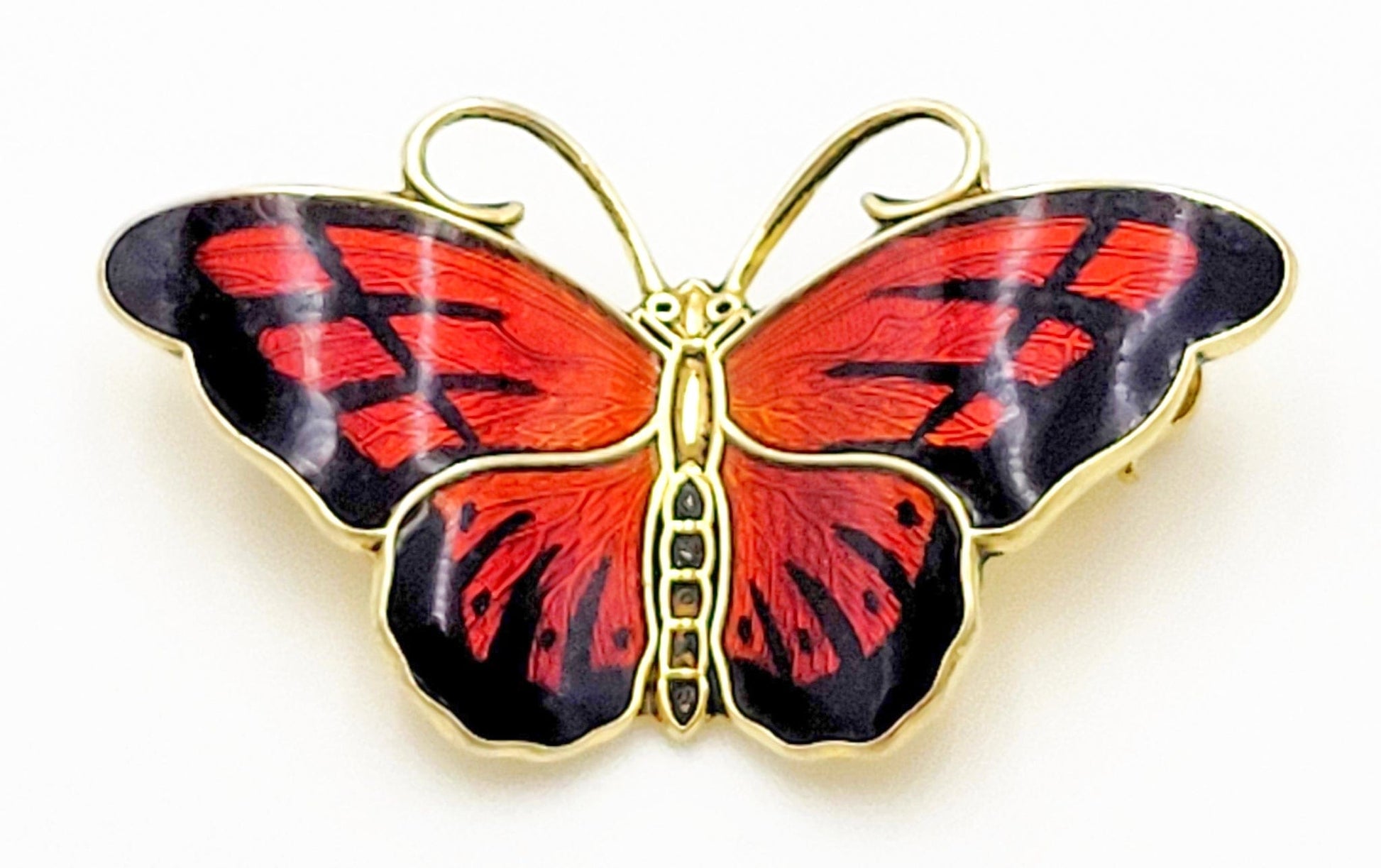Hroar Prydz Jewelry Norwegian Jens Erik Jensen for Hroar Prydz Sterling Enamel Butterfly Brooch 20/30s
