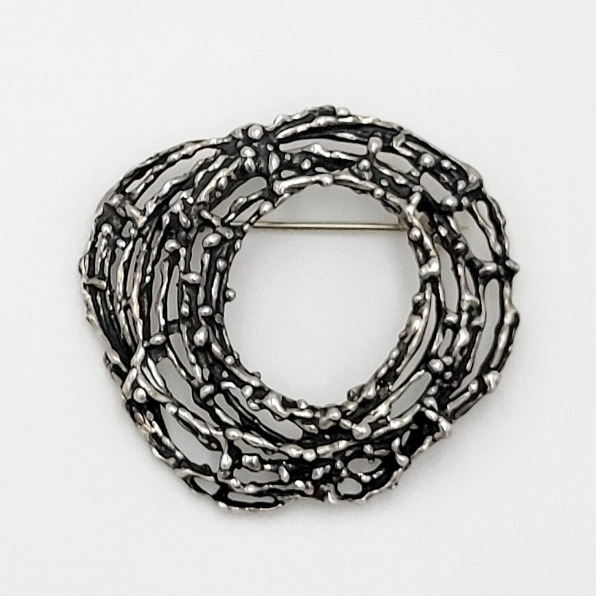 Sklar Jewelry Iconic US Designer Phyllis Sklar Brutalist Dripping Rock Sterling Brooch RARE 50/60s