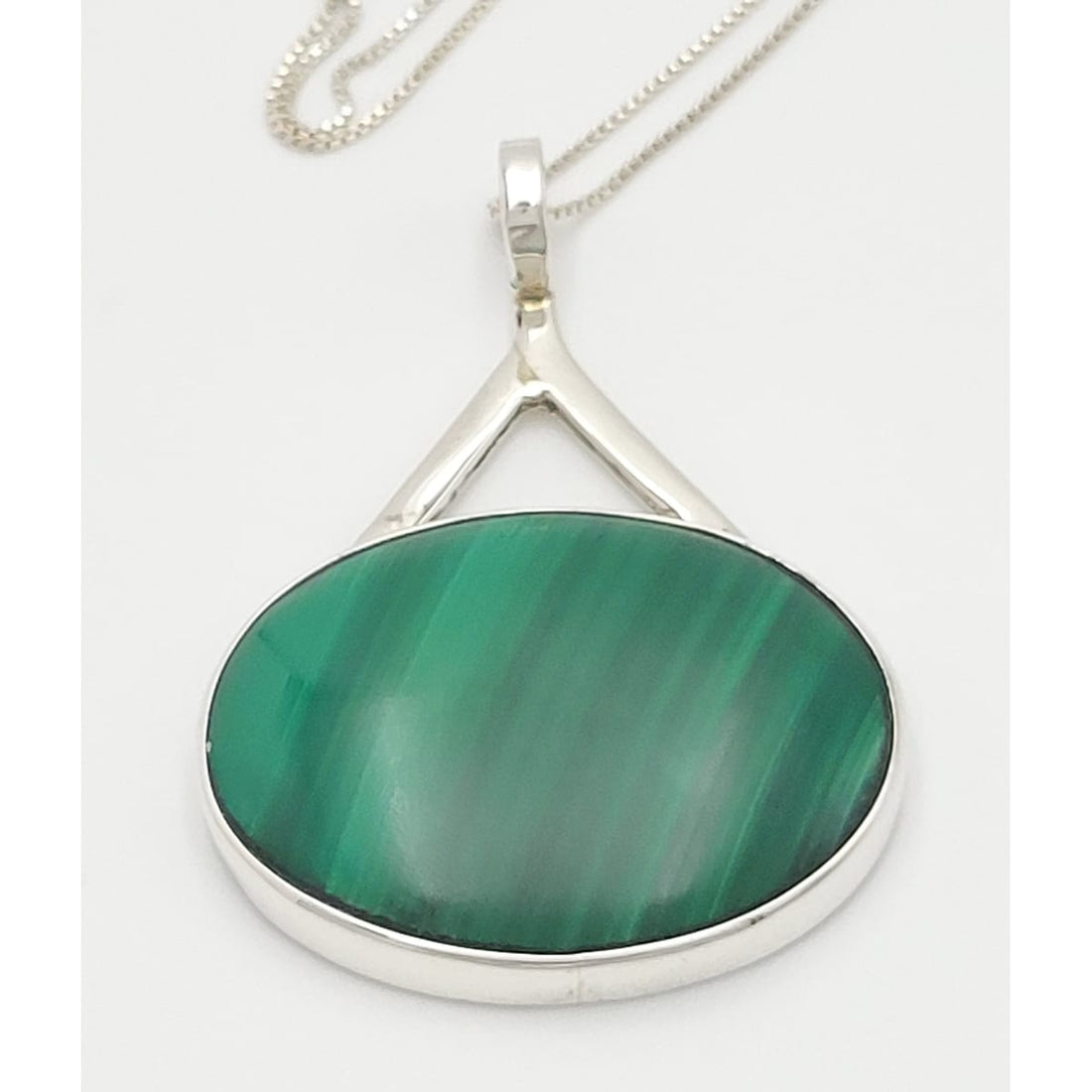 Inger K Jewelry Danish Born Inger K Sterling &amp; Malachite Scandinavian Modernist Necklace