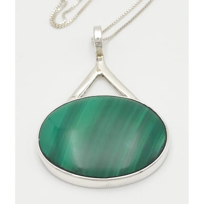Inger K Jewelry Danish Born Inger K Sterling &amp; Malachite Scandinavian Modernist Necklace